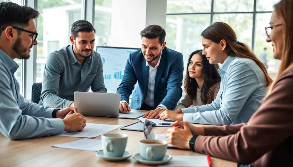 Find competitor customer list with professionals collaborating in a modern office space.