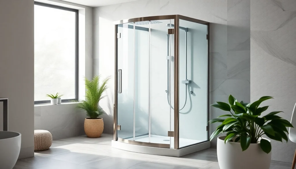 Duschkabine 90x90 in modernem Badezimmer mit eleganten Glaswänden und chromatischer Ausstattung