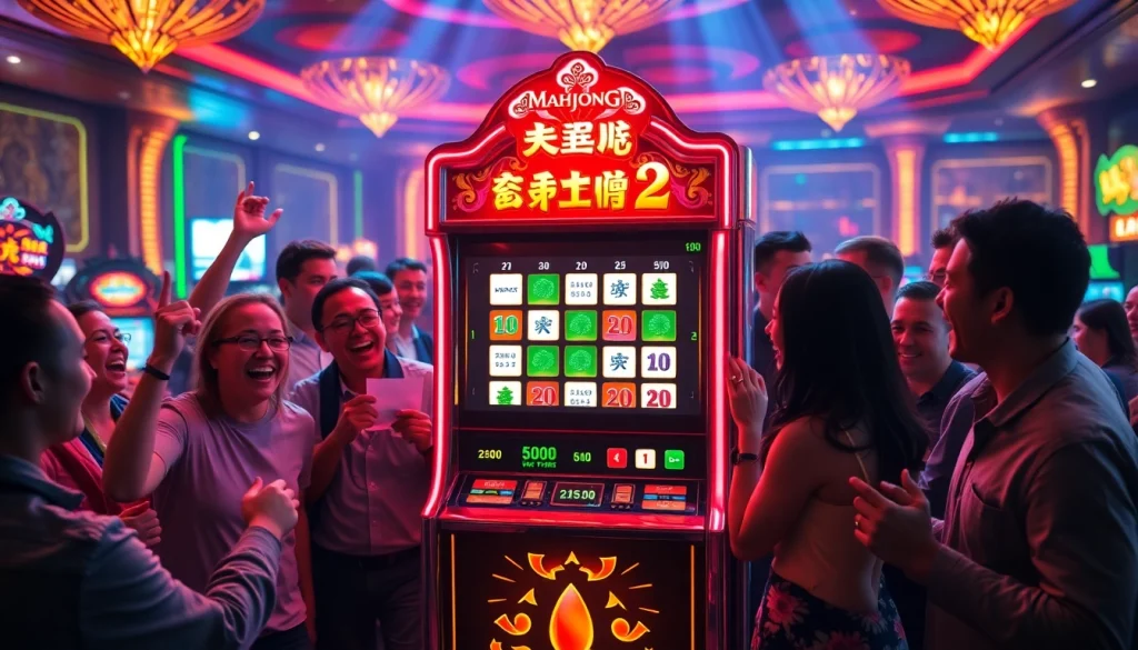 Pemain yang terlibat menikmati permainan slot Mahjong Ways 2 dalam suasana kasino yang dinamis.