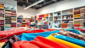 Tricot stof kopen van hoogwaardige kwaliteit in een moderne stoffen winkel vol kleurrijke prints.