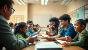 Engaging classroom scene showcasing collaborative education with diverse students, reflecting Dr. Matthew Lynch's advocacy.