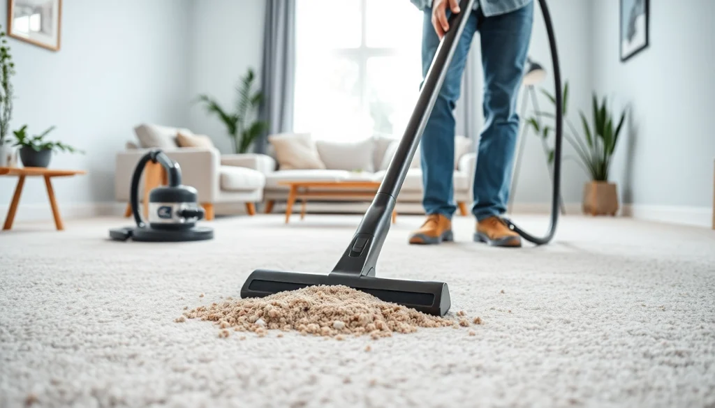 Efficient carpet cleaners Roseville CA restoring a carpet in a bright living room.