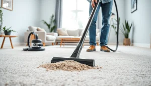 Efficient carpet cleaners Roseville CA restoring a carpet in a bright living room.