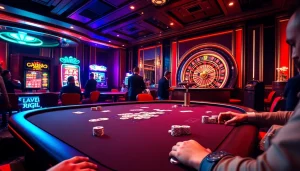 Engage with high-stakes poker action at https://shbet.law/, featuring an elegant table setup and vibrant casino atmosphere.