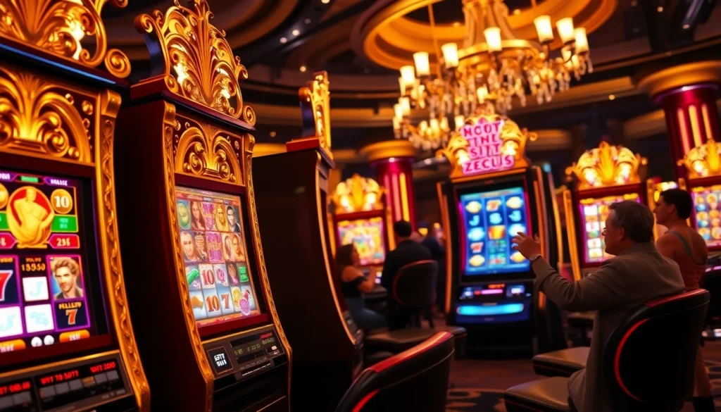 Experience the thrill of the slot zeus game in a luxurious casino setting with vibrant graphics.
