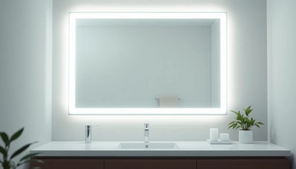 Enhance your space with a stylish bathroom mirror with led light, featuring warm illumination and modern design.
