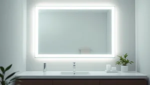 Enhance your space with a stylish bathroom mirror with led light, featuring warm illumination and modern design.