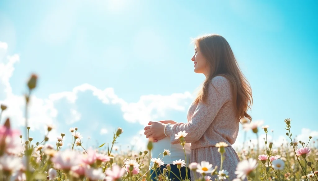 Couple in light & airy photography capturing a romantic moment in a sunlit meadow.