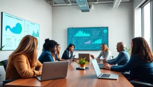 Engaging team discussion on competitive intelligence faqs in a bright business setting.