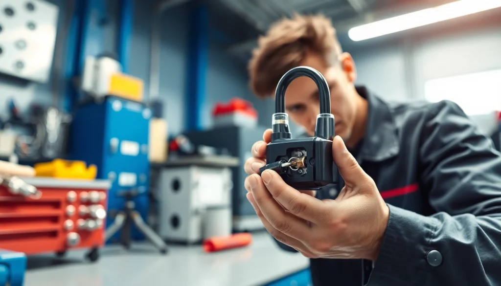 Freelock system in action, a technician expertly working with it in a modern workshop.